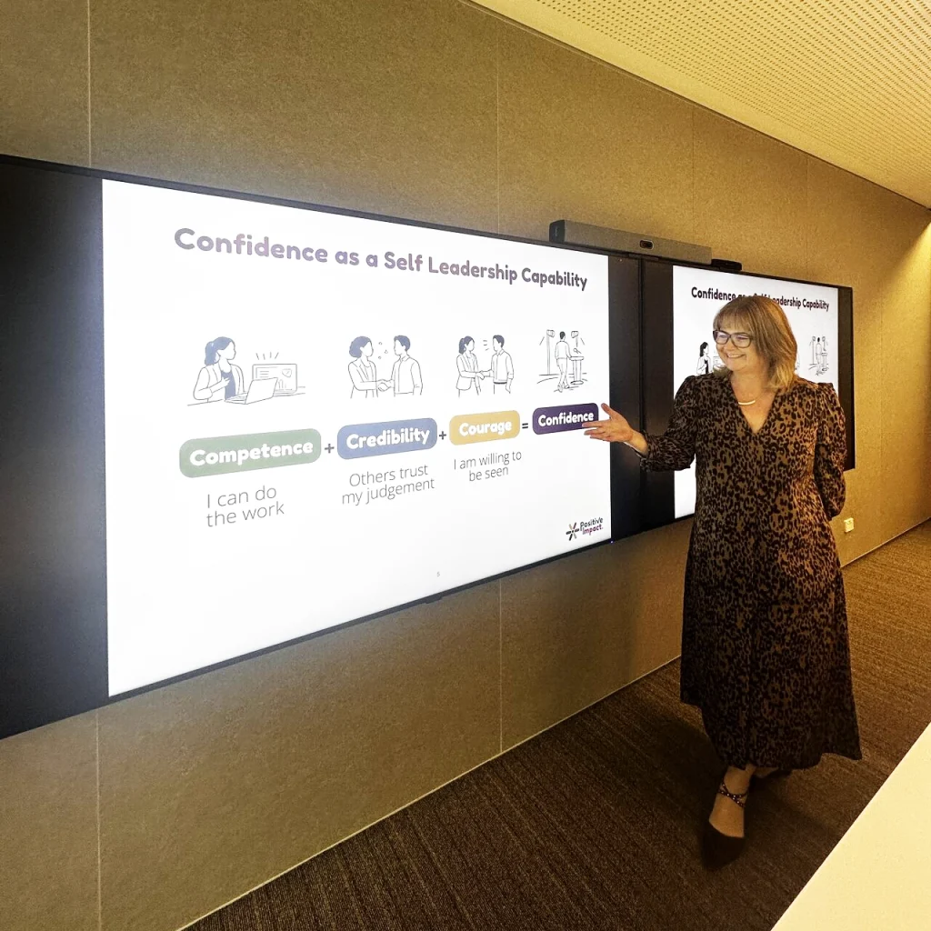 Angelina Eynon presenting a strengths-based self-leadership program to leaders